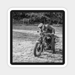 Soldier on military motorcycle Magnet