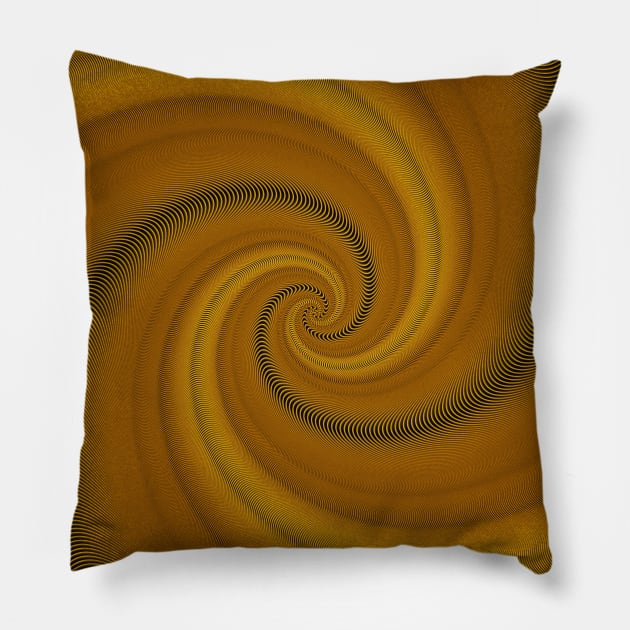 Abstract helix, swirling yellow funnel Pillow by BumbleBambooPrints