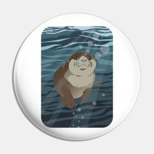 Otter Swimming Underwater Pin