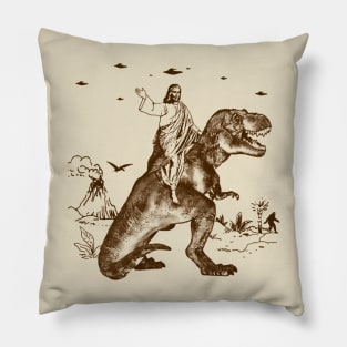 Jesus Riding Dinosaur Pillow