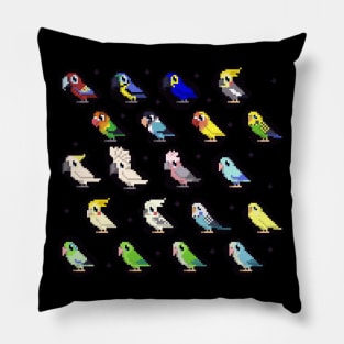 Pixel Parrot Pattern Pillow