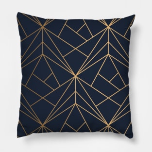 Elegant Geometric Copper Navy Blue Pillow