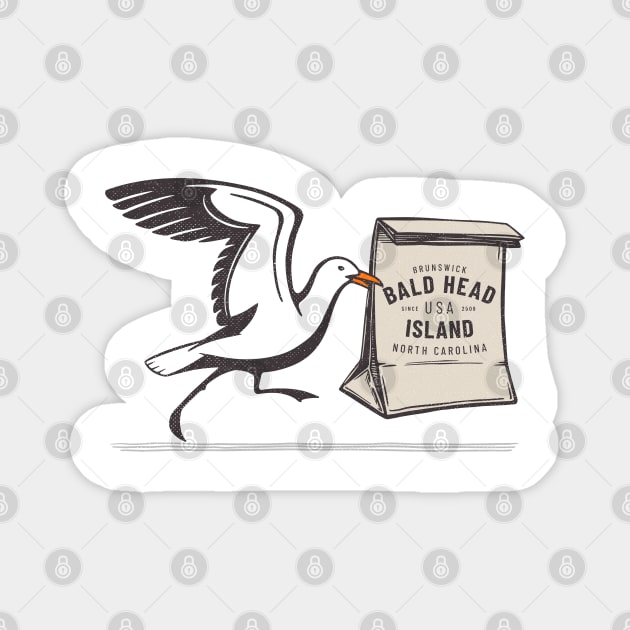 Bald Head Island, NC Bird Swipes Lunch for Summer Vacation Magnet by Contentarama