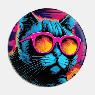 Retro Wave British Shorthair Cat Shirt Pin