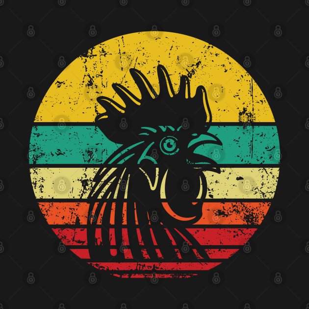 Retro Sunset Rooster by Madelyn_Frere