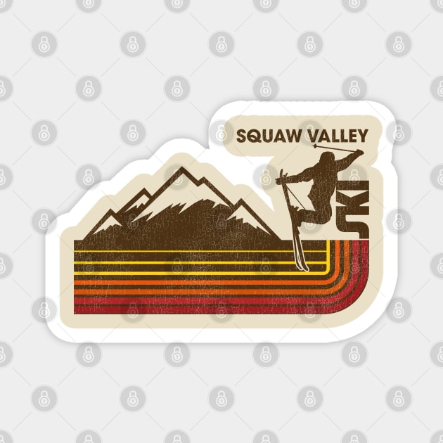 Retro Squaw Valley 70s/80s Style Skiing Stripe Magnet by darklordpug