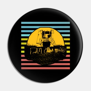 Bulldozer retro design Pin