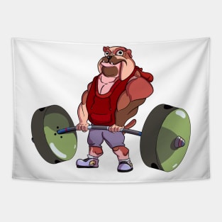 Bulldog bodybuilder Tapestry