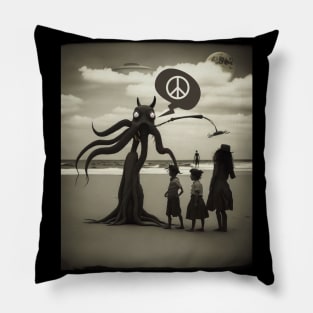 We Come In The Spirit Of Peace & Cooperation: Alien Invasion Pillow