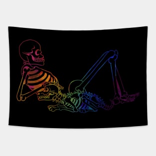 Rainbow Skeleton and Dog Tapestry