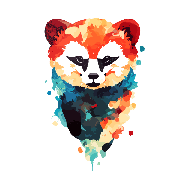 Red Panda Wild Nature Animal Colors Art by Cubebox