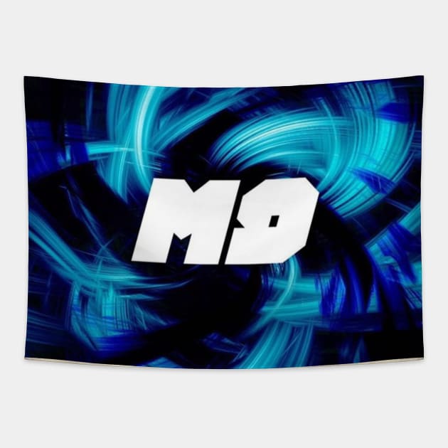 M9 Block Logo with Blue Swirl Background Tapestry by Fear.M9