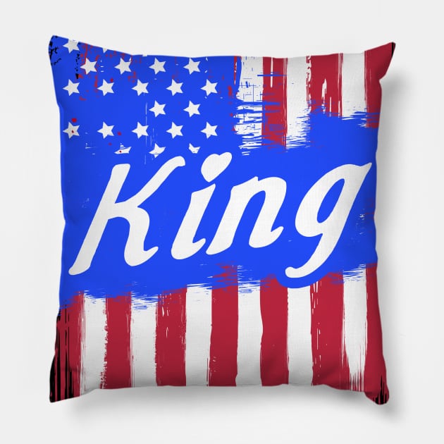 American Flag King Family Gift For Men Women, Surname Last Name Pillow by darius2019