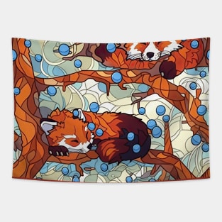 Two cute sleeping red pandas pattern 2 Tapestry