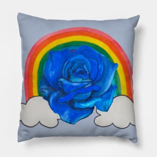 Blue rose in clouds Pillow