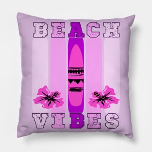 Pink Summer Beach Vibes Surfboard Floral design Pillow