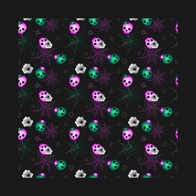 Halloween Neon Pink and Green Glowing Skulls by in_pictures