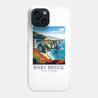 A Pop Art Travel Print of Bixby Bridge in Big Sur - California - US Phone Case