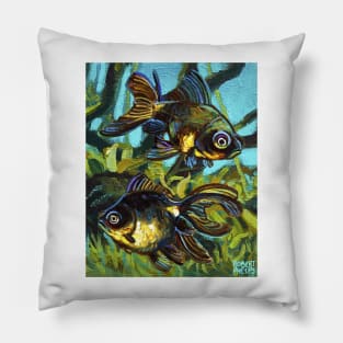 Colorful Black Moor Goldfish by Robert Phelps Pillow