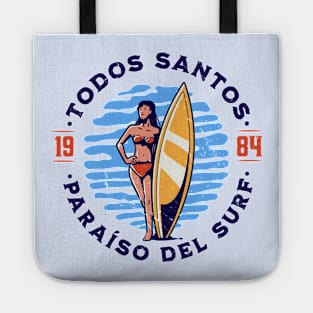 Vintage Todos Santos, Mexico Surfer's Paradise // Retro Surfing 1980s Badge B Tote