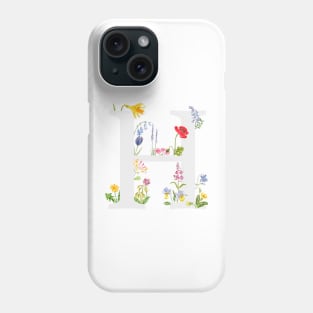 botanical monogram alphabet h wildflowers Phone Case