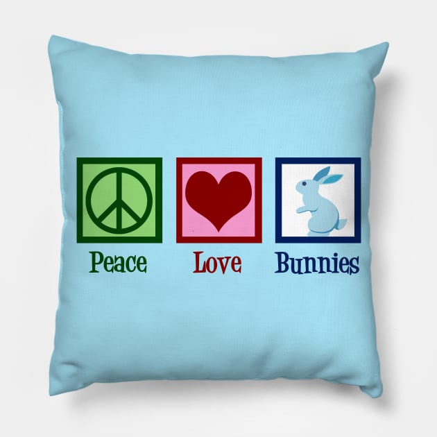 Peace Love Bunnies Pillow by epiclovedesigns