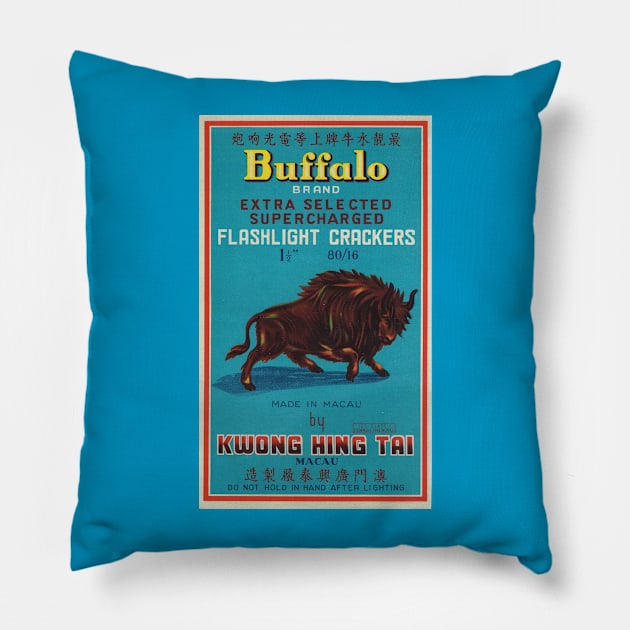 VINTAGE FIRECRACKER BUFFALO Pillow by kakeanbacot