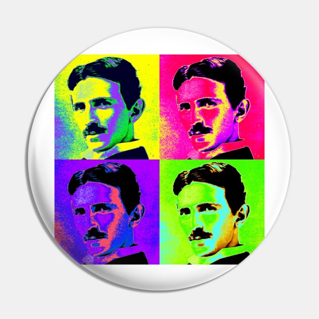 Pop Art - Nikola Tesla Pin by Naves