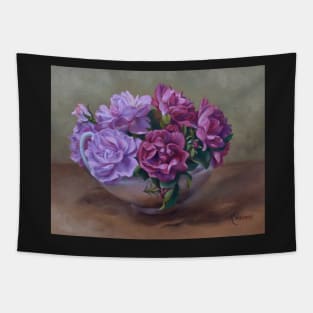 Pink Roses in Gravy Boat Still Life Tapestry