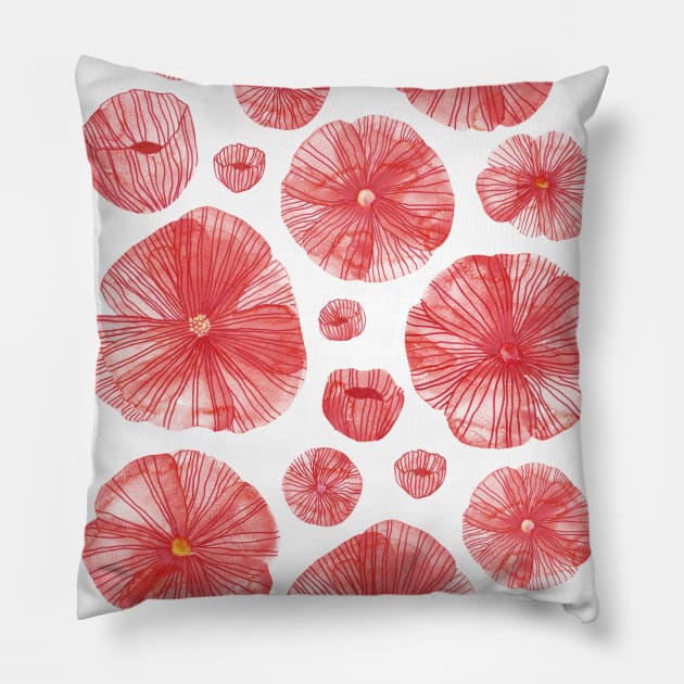 Poppies Watercolor Flower Art Pillow by NicSquirrell