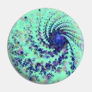 Swirling Aqua Mandelbrot Fractal Pin