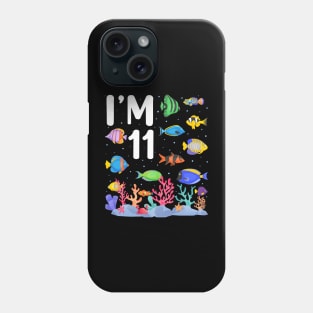 11th Birthday Party Tropical Fish I'm Eleven Years Old age Bday Phone Case
