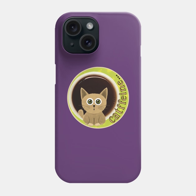 Catffeine - Funny Cat & Coffee Phone Case by Creasorz