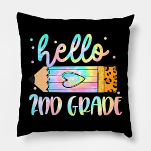 Back To School  2nd Grade Leopard Tie Dye Pencil Kids Pillow