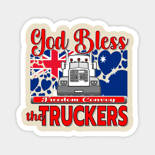 GOD BLESS THE TRUCKERS - TRUCKERS FOR FREEDOM - THANK YOU TRUCKERS - AUSTRALIAN FLAG - CANBERRA RED LETTERS GRAPHIC Magnet