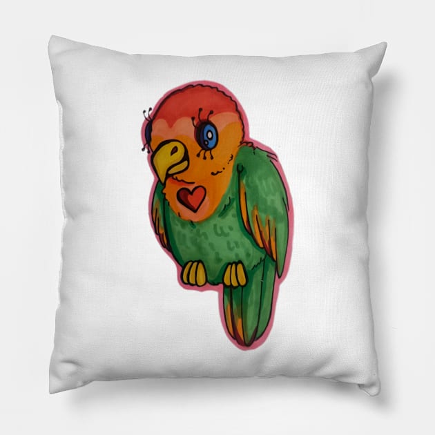 Lovebird Doodle Pillow by AmeUmiShop