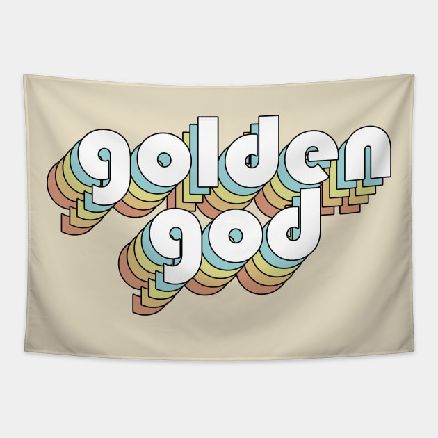 Golden God - Retro Faded-Style Typography Tapestry by Sunny Legends