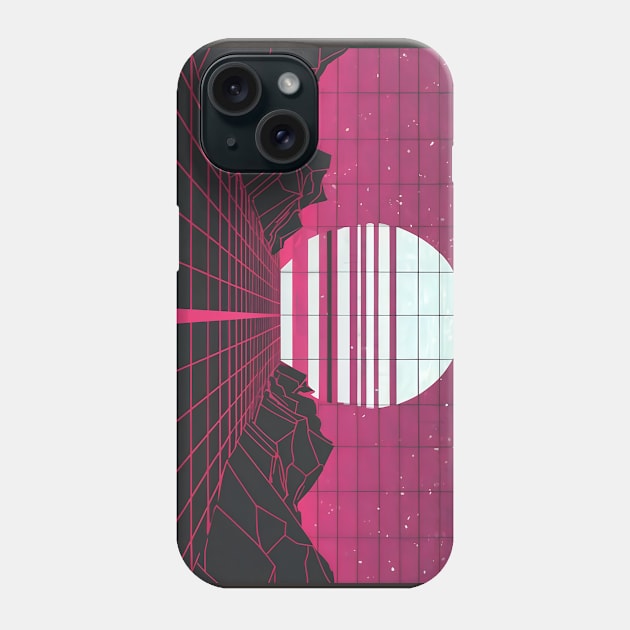 Synthwave highway sun Phone Case by Spaceboyishere