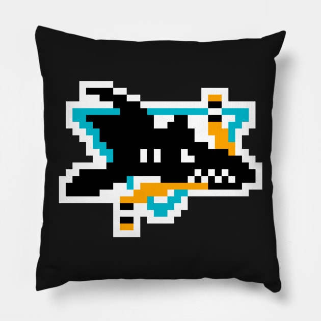 8-Bit Sharks Pillow by RetroRaider