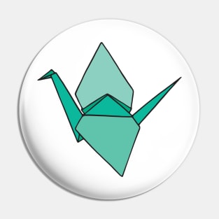 Green Origami Paper Crane Pin