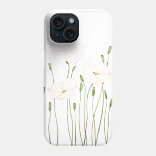 white poppy watercolor Phone Case