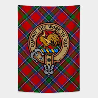 Clan Sinclair Crest over Tartan Tapestry