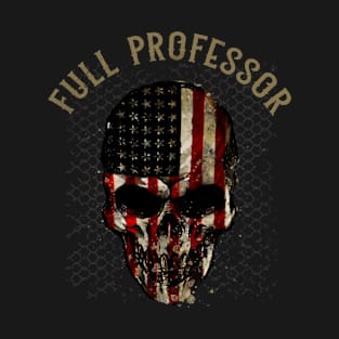 Full Professor - Watercolor Skull in American Flag Design T-Shirt