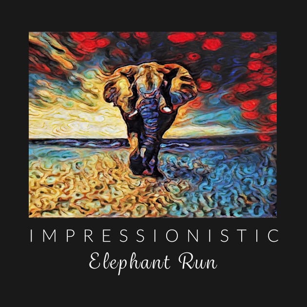 Elephant Run Impressionism by ZoesPrints