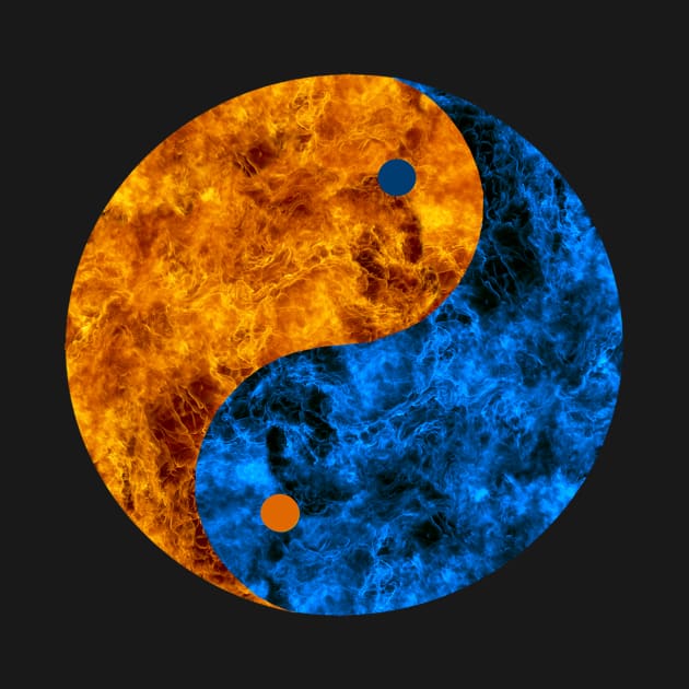 Blue And Orange Fire Yin Yang by Atteestude