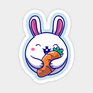 Cute Rabbit Holding Carrot Cartoon Magnet