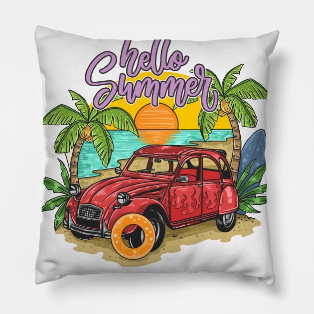 Hello summer Pillow by King Tiger