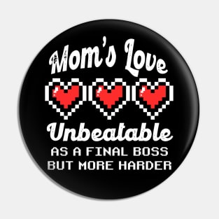 Mothers Day 2024 Mom's Love Unbeatable Retro Pixel Hearts Pin