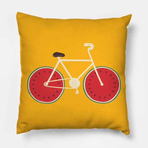 water-melon bike Pillow by milkyprint