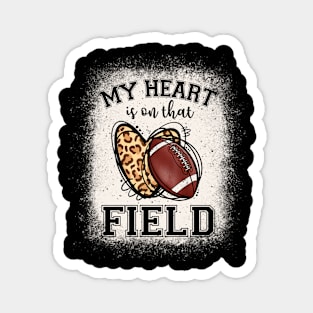 Funny My Heart Is On That Field Football Mom Leopard Magnet